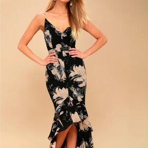 Lulu's Black and White Ruched Bodycon Maxi Dress